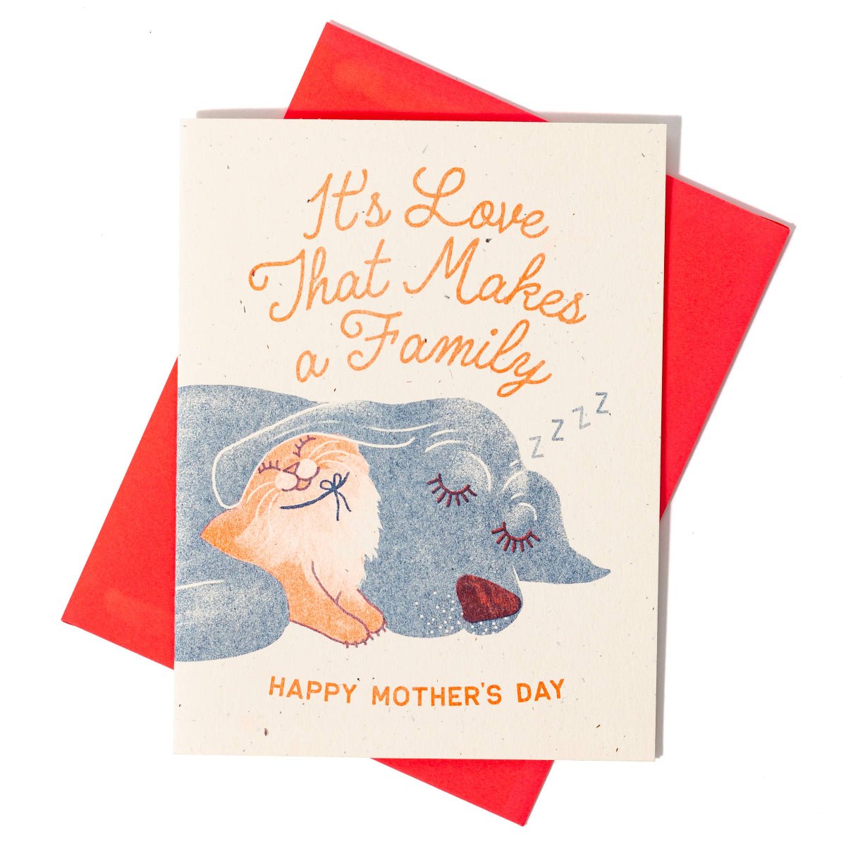 It's Love That Makes a Family - Risograph Mothers Day Card - Twirls + Twigs