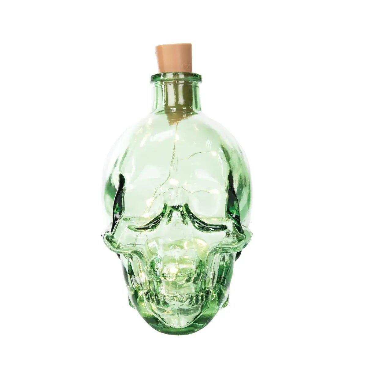 Halloween Skull LED Green Glass Bottle - Twirls + Twigs