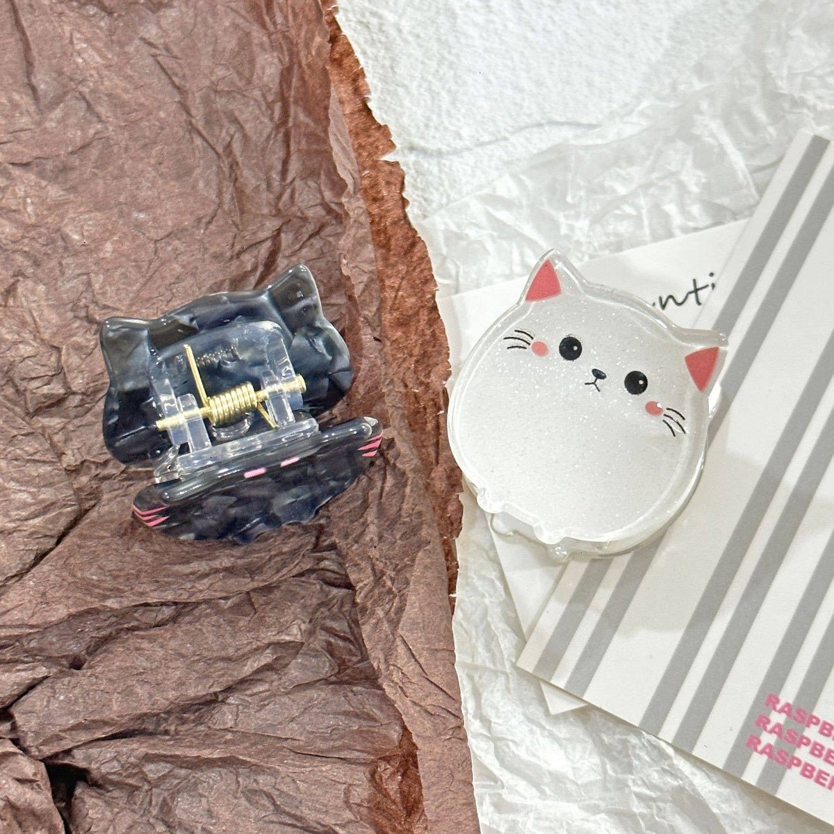 Cartoon Cat Hair Clip, Cute Animal Series Claw Clip: White - Twirls + Twigs
