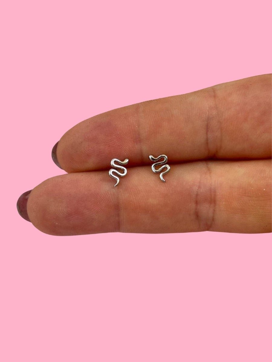 Tiny Snake Studs (Gold + Silver): Silver - Twirls + Twigs