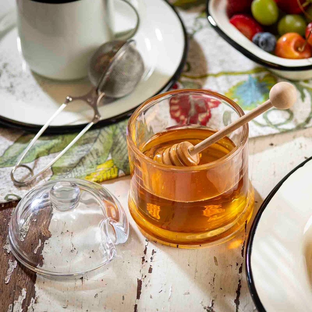 Honey Dipper Set, Includes Glass Jar & Wood Dipper - Twirls + Twigs