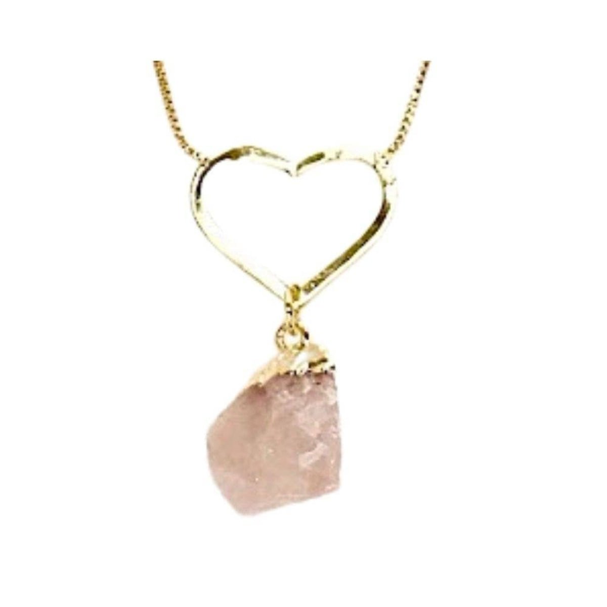 Raw Rose Quartz Heart Necklace - Twirls + Twigs