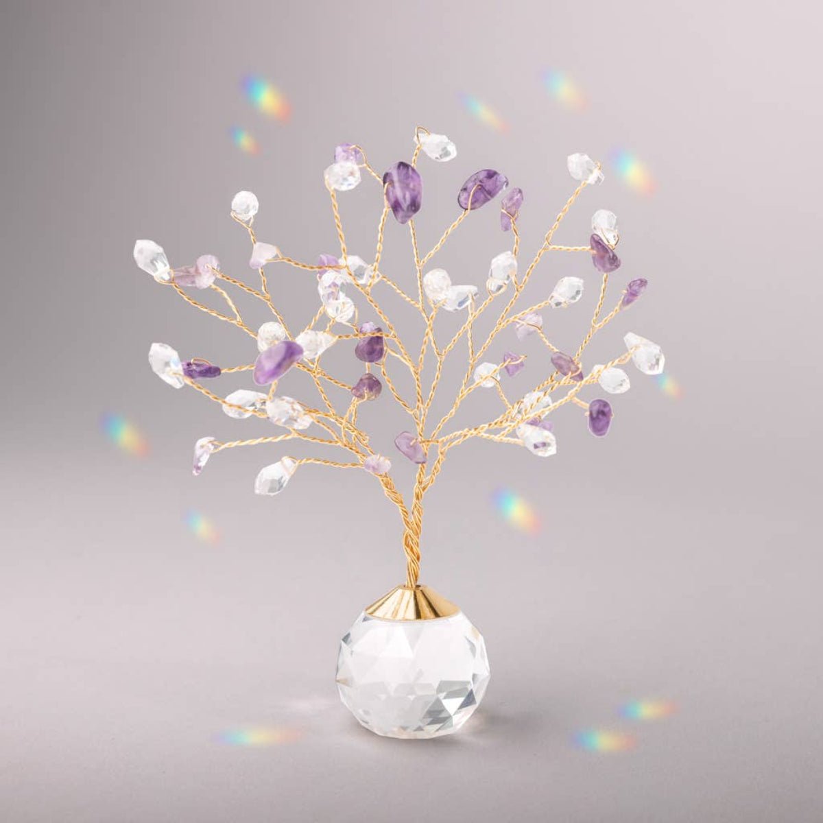 Suncatcher Tree of Life - Amethyst/Protection/Gold - Twirls + Twigs