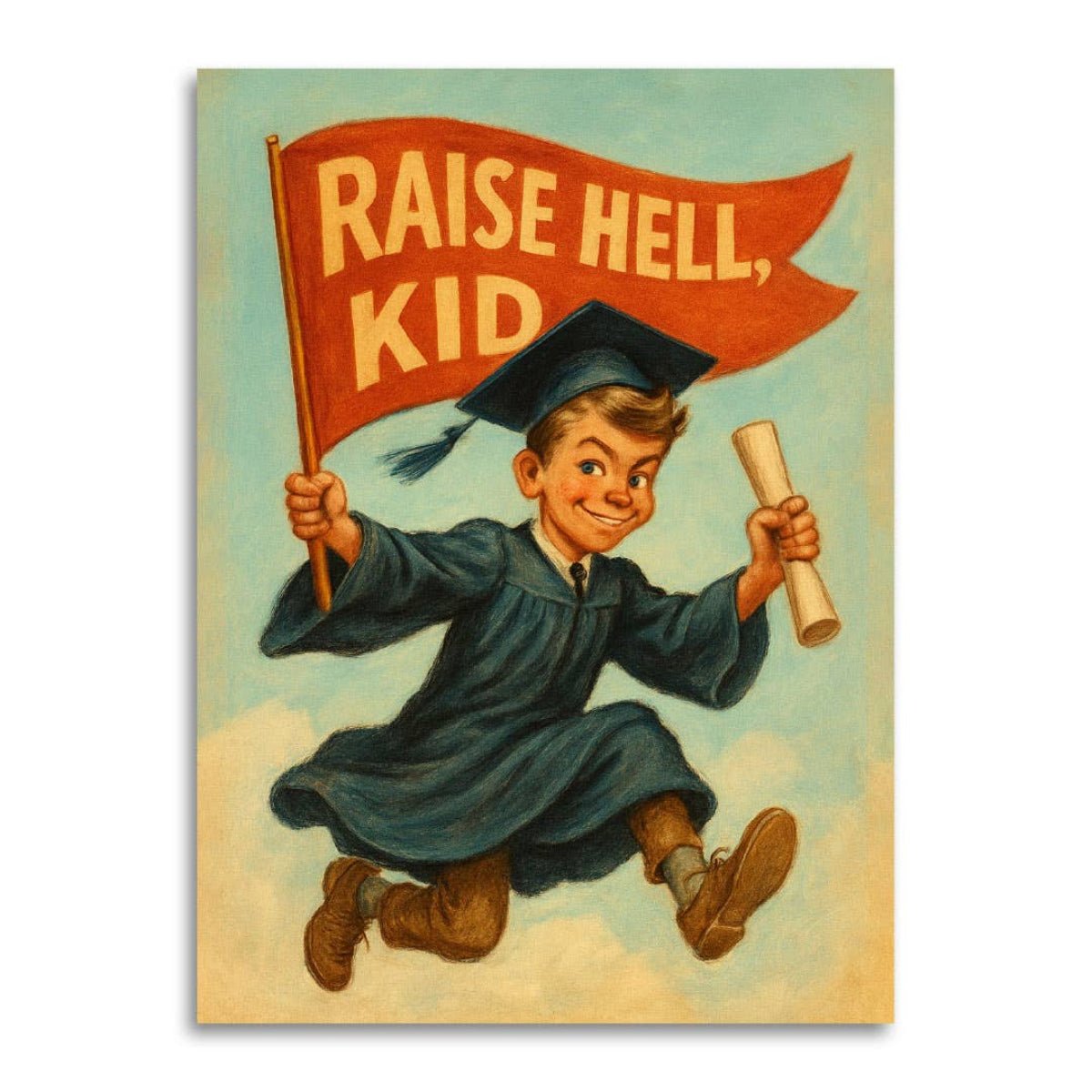 Raise Hell, Kid – Funny Vintage Graduation Card - Twirls + Twigs