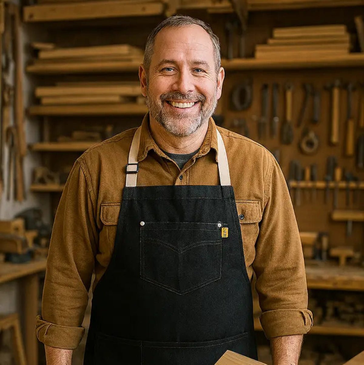 Workman’S Apron – Rugged Denim Apron - Twirls + Twigs