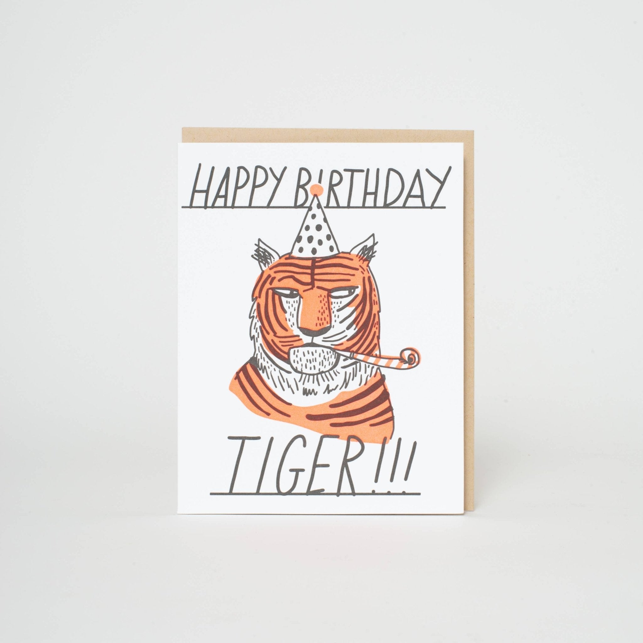 Birthday Tiger Letterpress Greeting Card - Twirls + Twigs