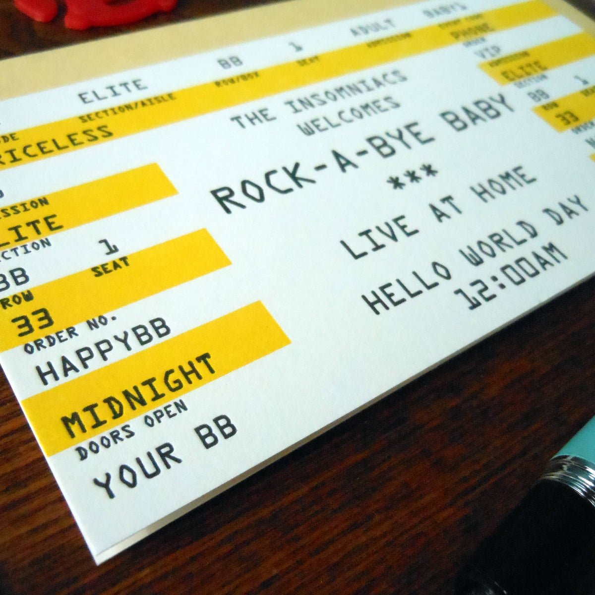 Baby Rock Ticket Card - Twirls + Twigs