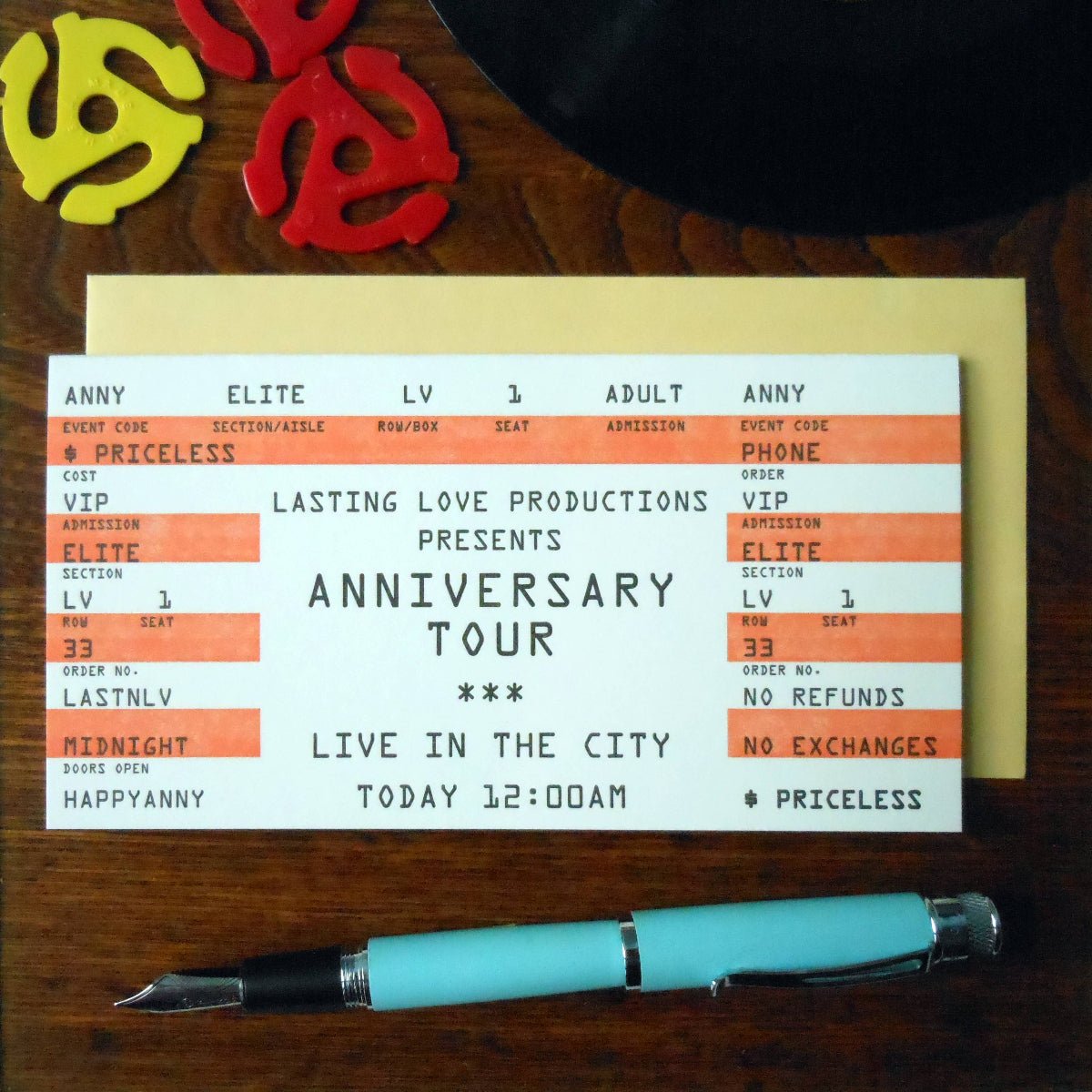 Anniversary Rock Ticket Card - Twirls + Twigs