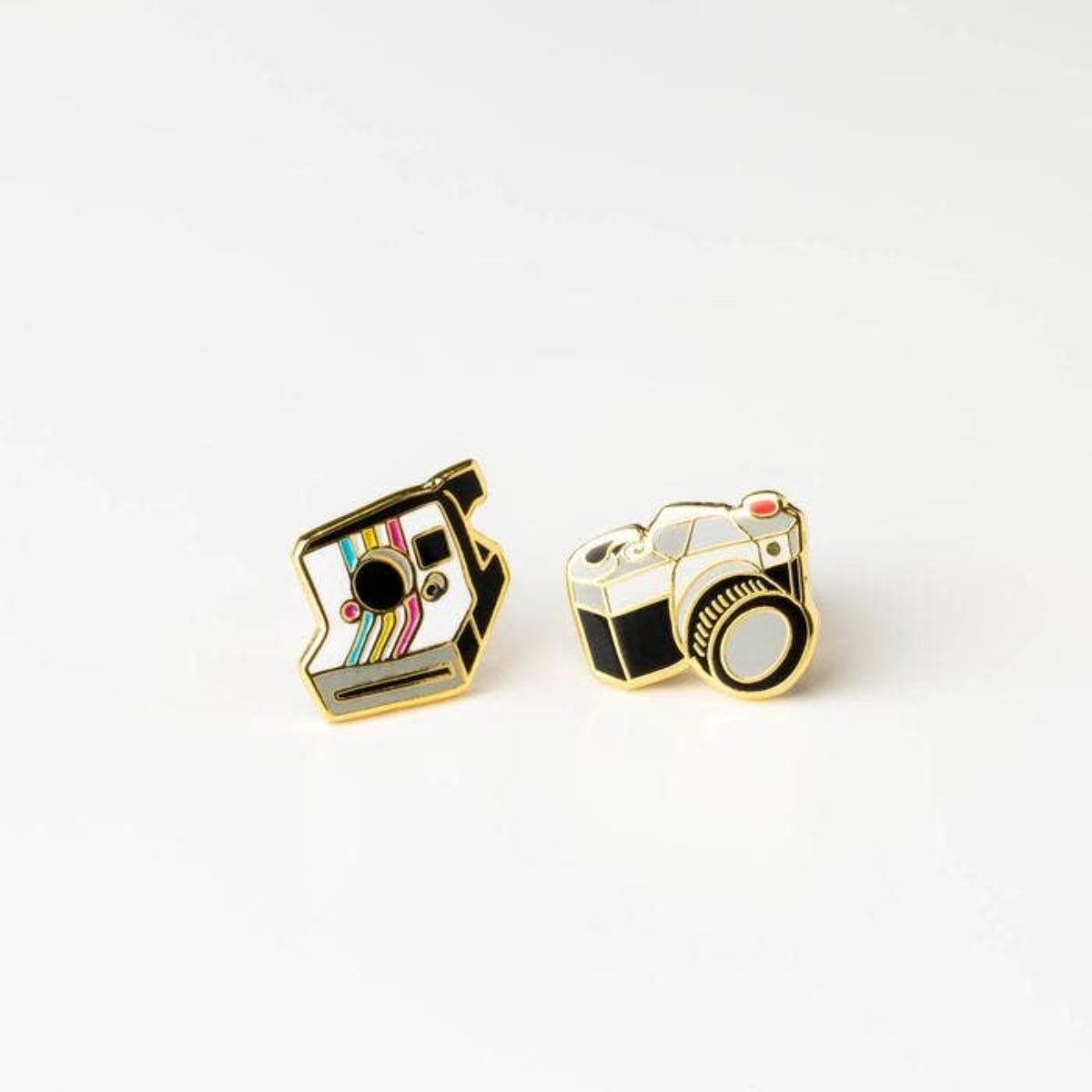 Cameras Earrings - Gold Polaroid Statement Studs - Twirls + Twigs