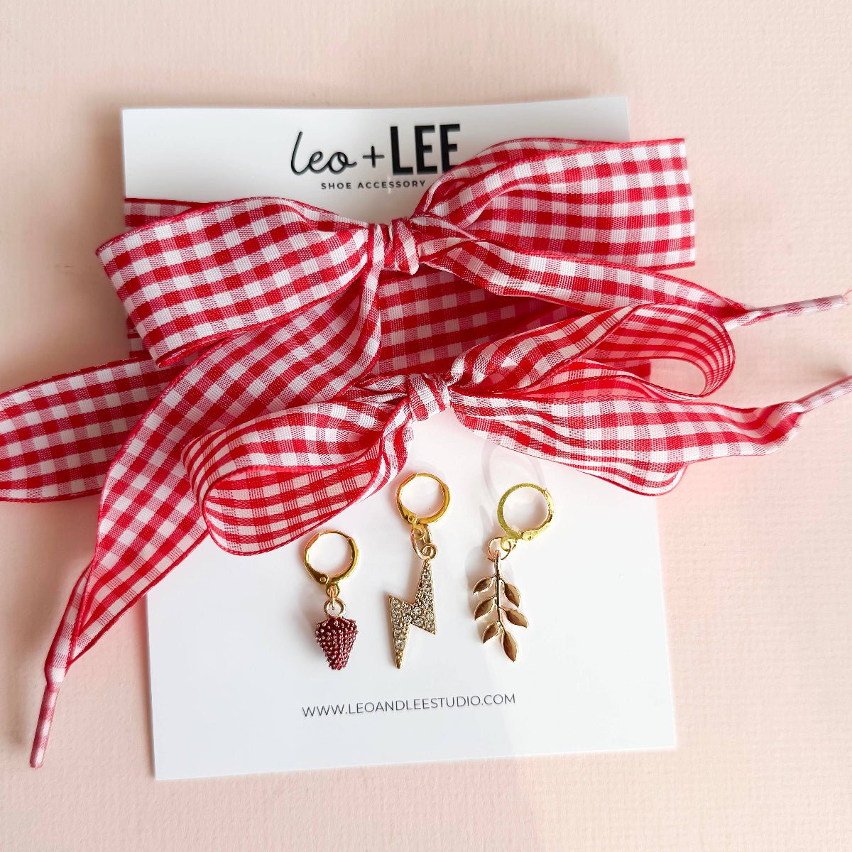 Gingham Shoe Laces and Charms Sets Sneaker - Twirls + Twigs