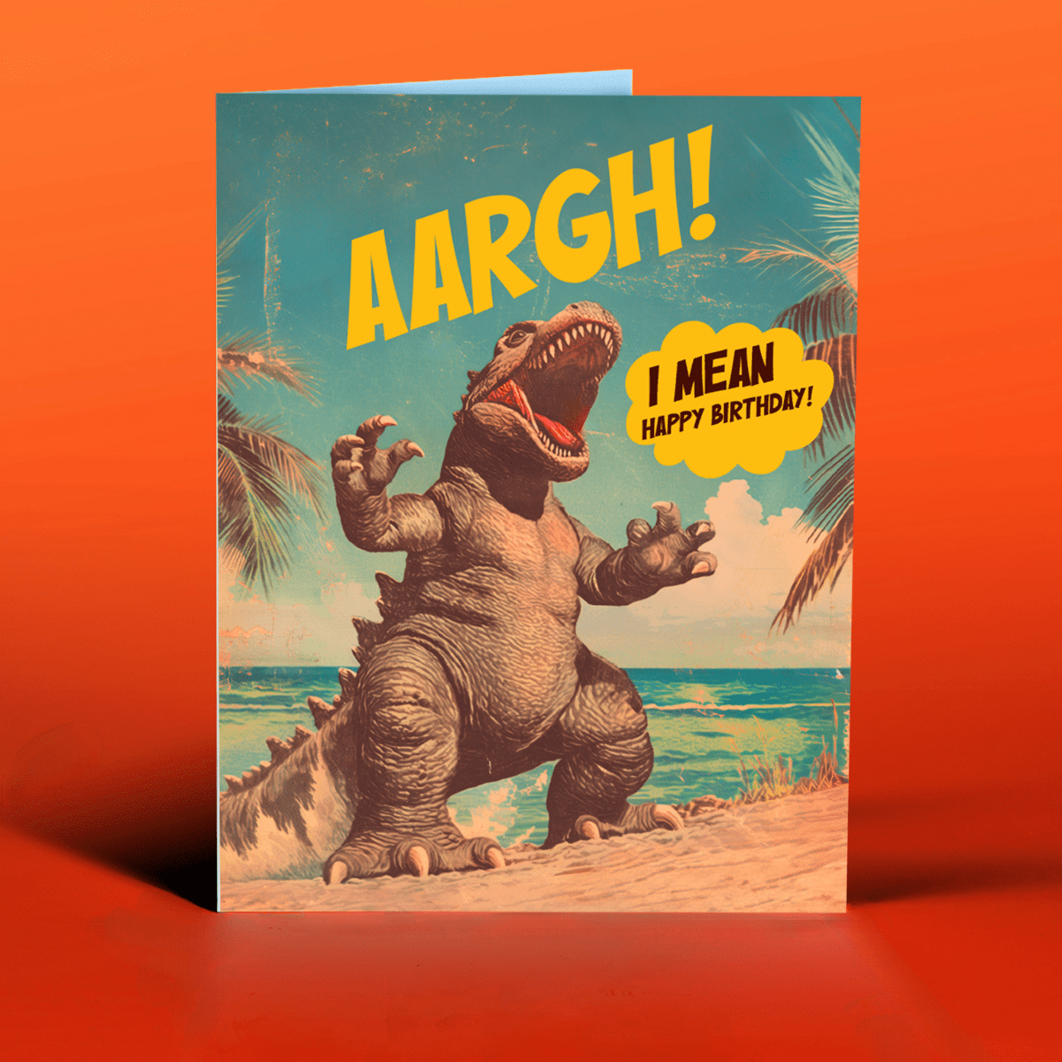 GODZILLA BEACH Birthday Card - Twirls + Twigs