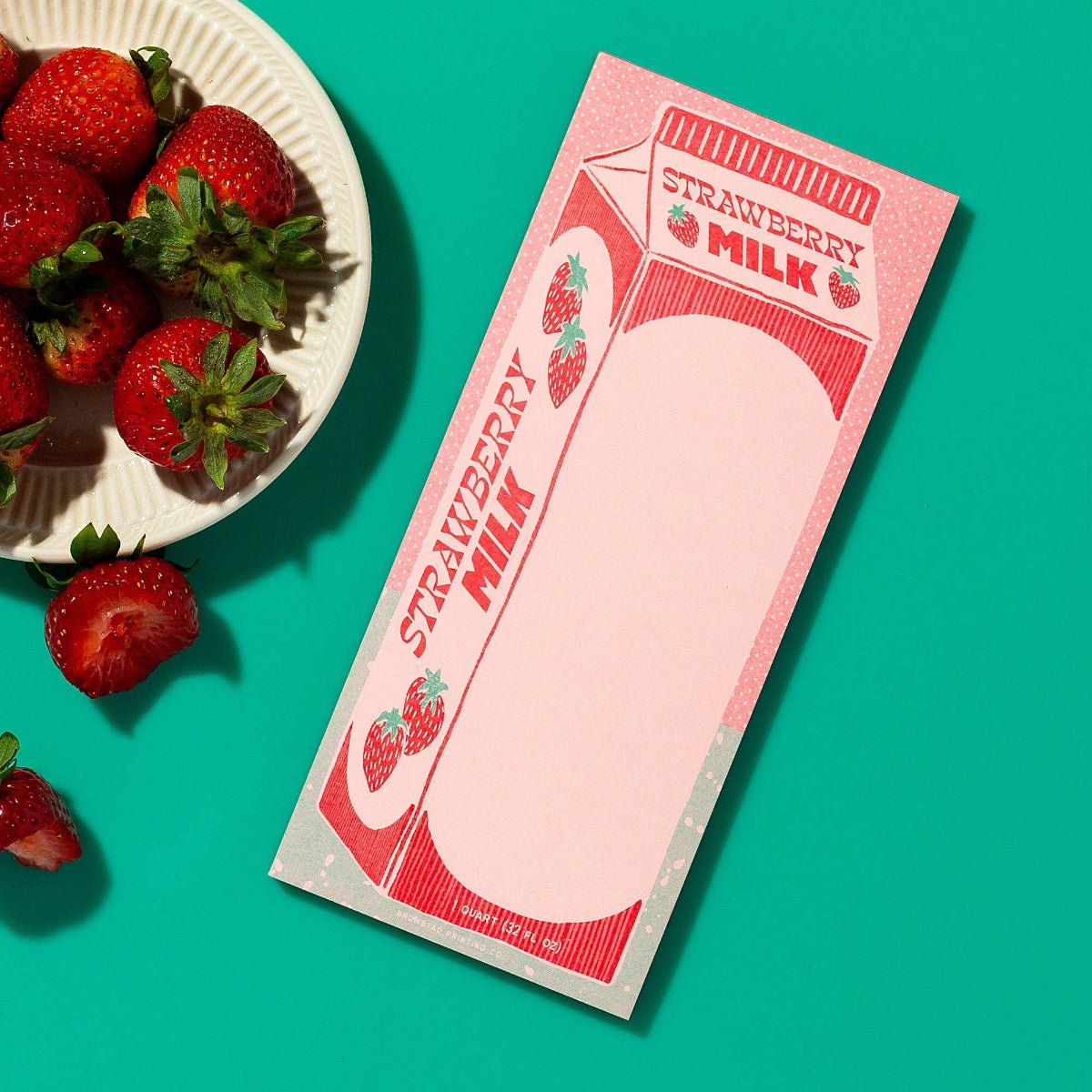 Strawberry Milk - Risograph Notepad - Twirls + Twigs