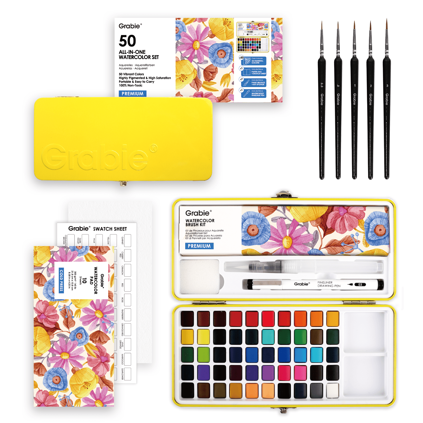 Watercolor-In-One Premium Watercolor Set of 50 Grabie - Twirls + Twigs
