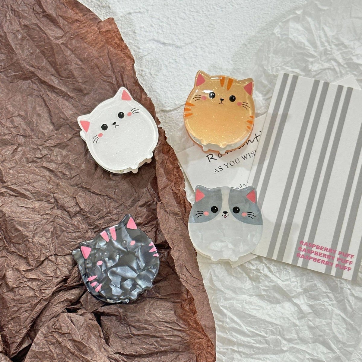 Cartoon Cat Hair Clip, Cute Animal Series Claw Clip: Gray - Twirls + Twigs