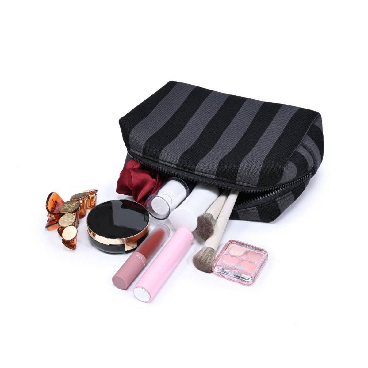 Essential Stripe Cosmetic & Travel Organizer Pouch: Mint Pink - Twirls + Twigs