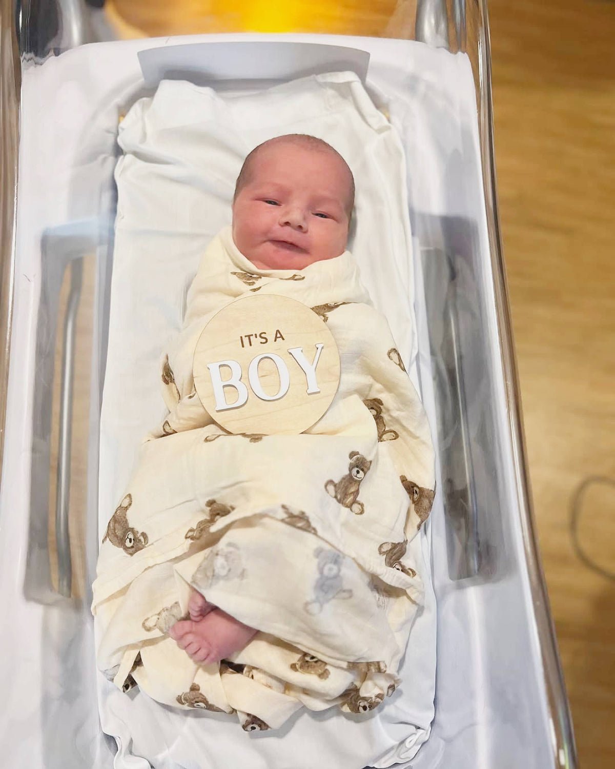 Bamboo Muslin Swaddle Baby Blanket (Teddy Bear) - Twirls + Twigs