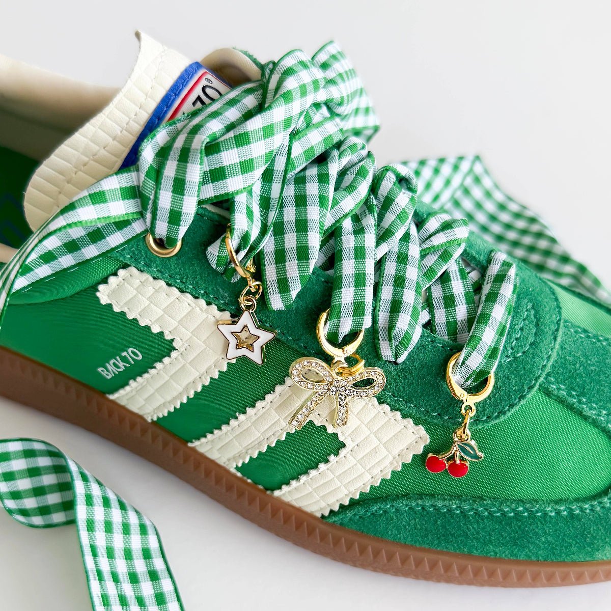 Gingham Shoe Laces and Charms Sets Sneaker - Twirls + Twigs
