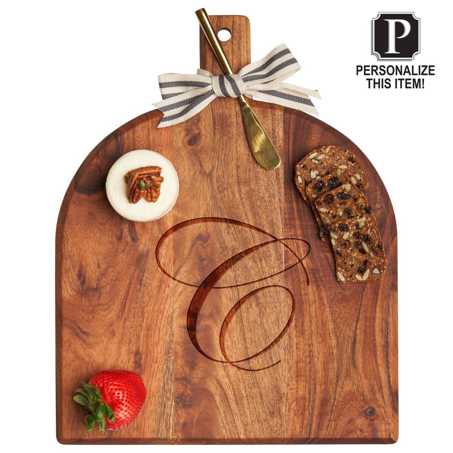 Acacia Bevel Board with Handle | Personalized | 15 x 12" - Twirls + Twigs