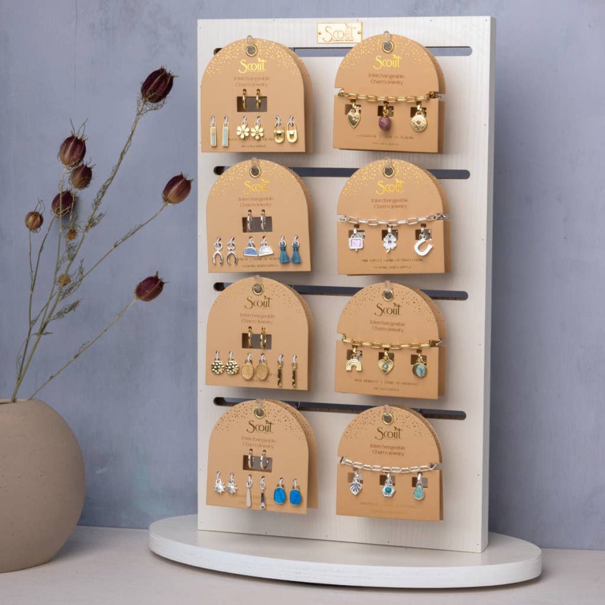 Interchangeable Charm Earring - Aqua Terra/Peace/Gold - Twirls + Twigs