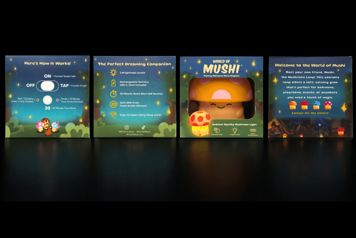 Mushi Ambient Mushroom Night Light - Squishy Silicone - Twirls + Twigs