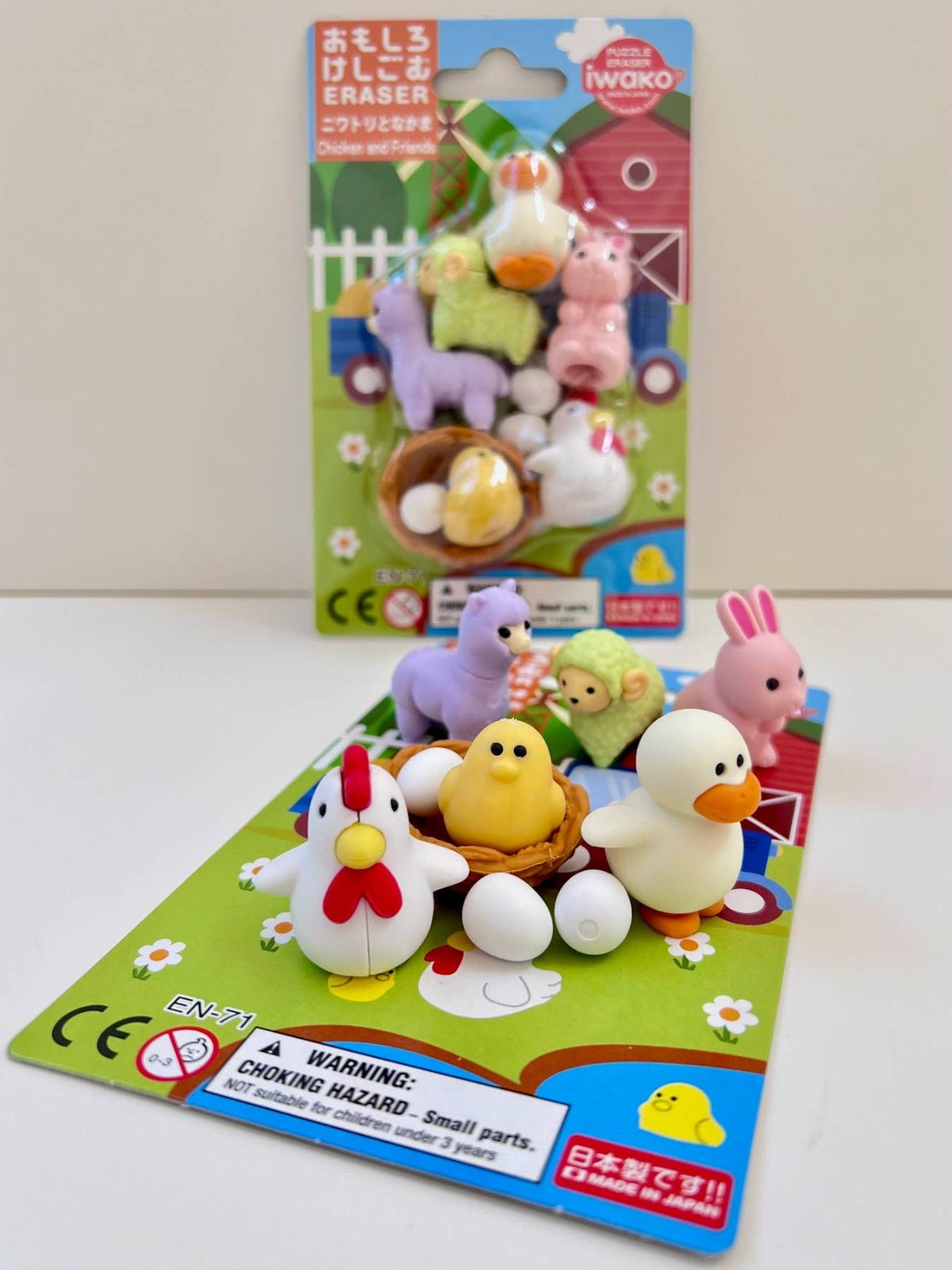 Chicken & Friends Erasers Card Iwako - Twirls + Twigs
