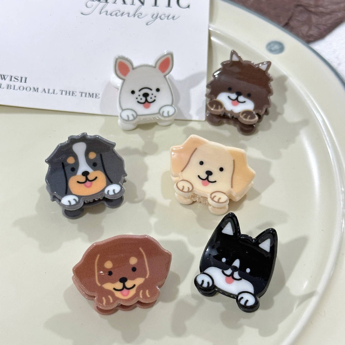 Cute Puppy Series Mini Hair Clip, Cartoon Animal Claw Clip: BorderCollie - Twirls + Twigs