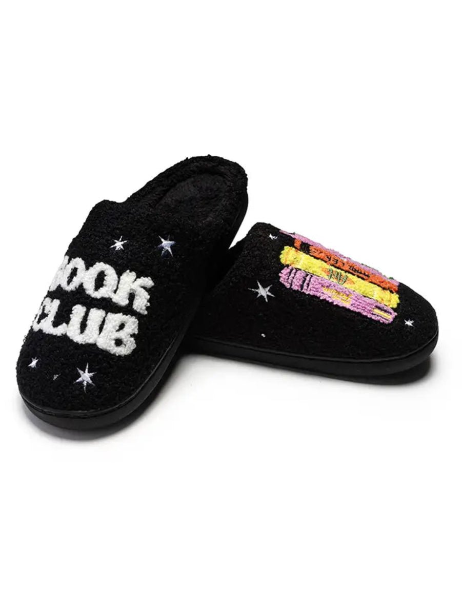 "Book Club" Slippers - Black - Twirls + Twigs