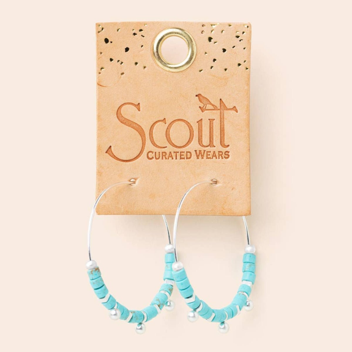 Stone Disc Hoop Earring - Turquoise/Silver - Twirls + Twigs