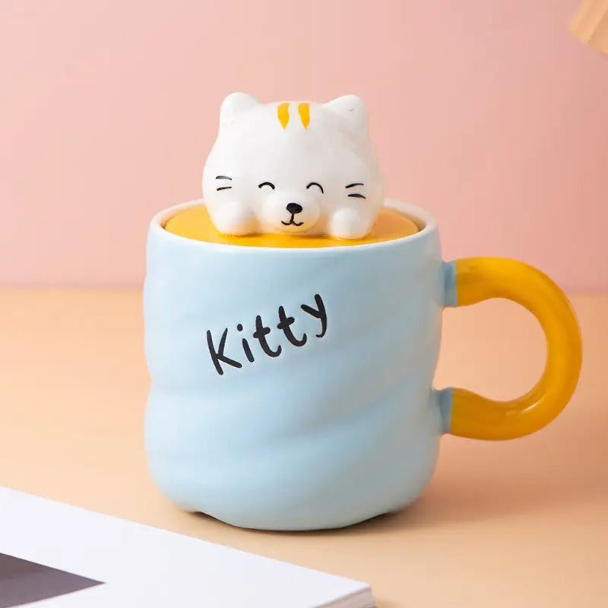 Cute Kitten 13oz Mug with Lid and Spoon - Twirls + Twigs