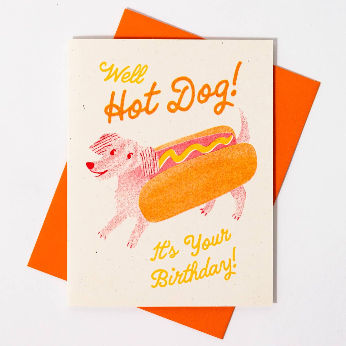Hot Dog - Risograph Birthday Card - Twirls + Twigs