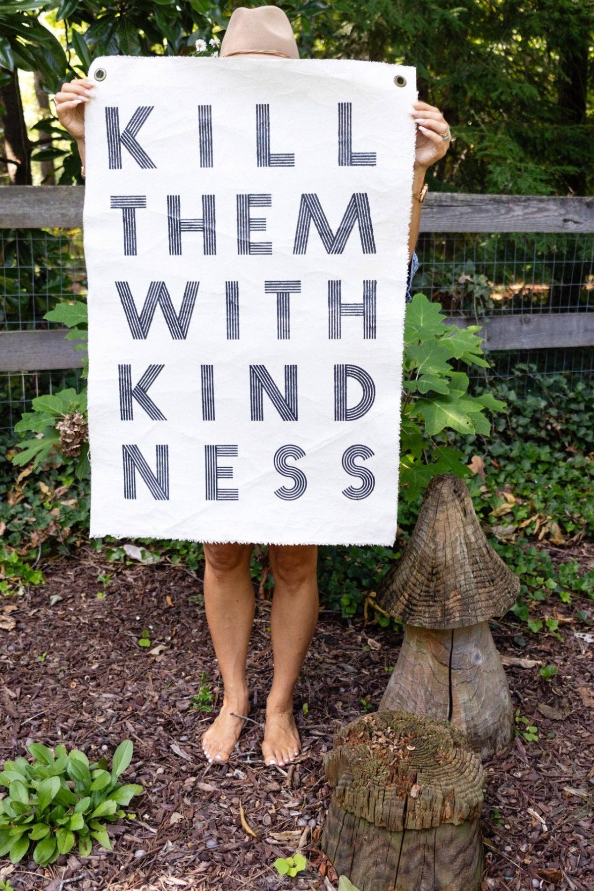 Kill Them With Kindness Hand Painted Wall Hanging - 25"x37" - Twirls + Twigs