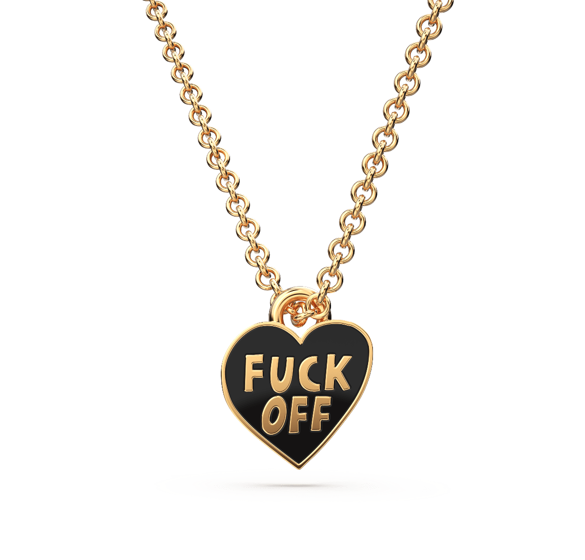 F*ck Off Heart Pendant Necklace - Gold Enamel Swear Word - Twirls + Twigs