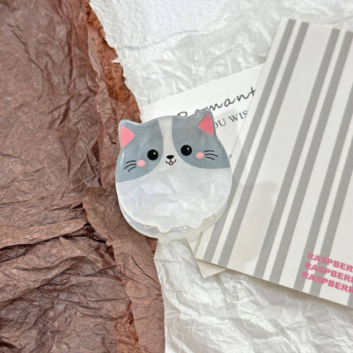 Cartoon Cat Hair Clip, Cute Animal Series Claw Clip: Gray - Twirls + Twigs