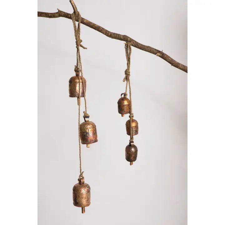 Rustic Wind Chime Small Cascading Bells - Garden, Patio - Twirls + Twigs