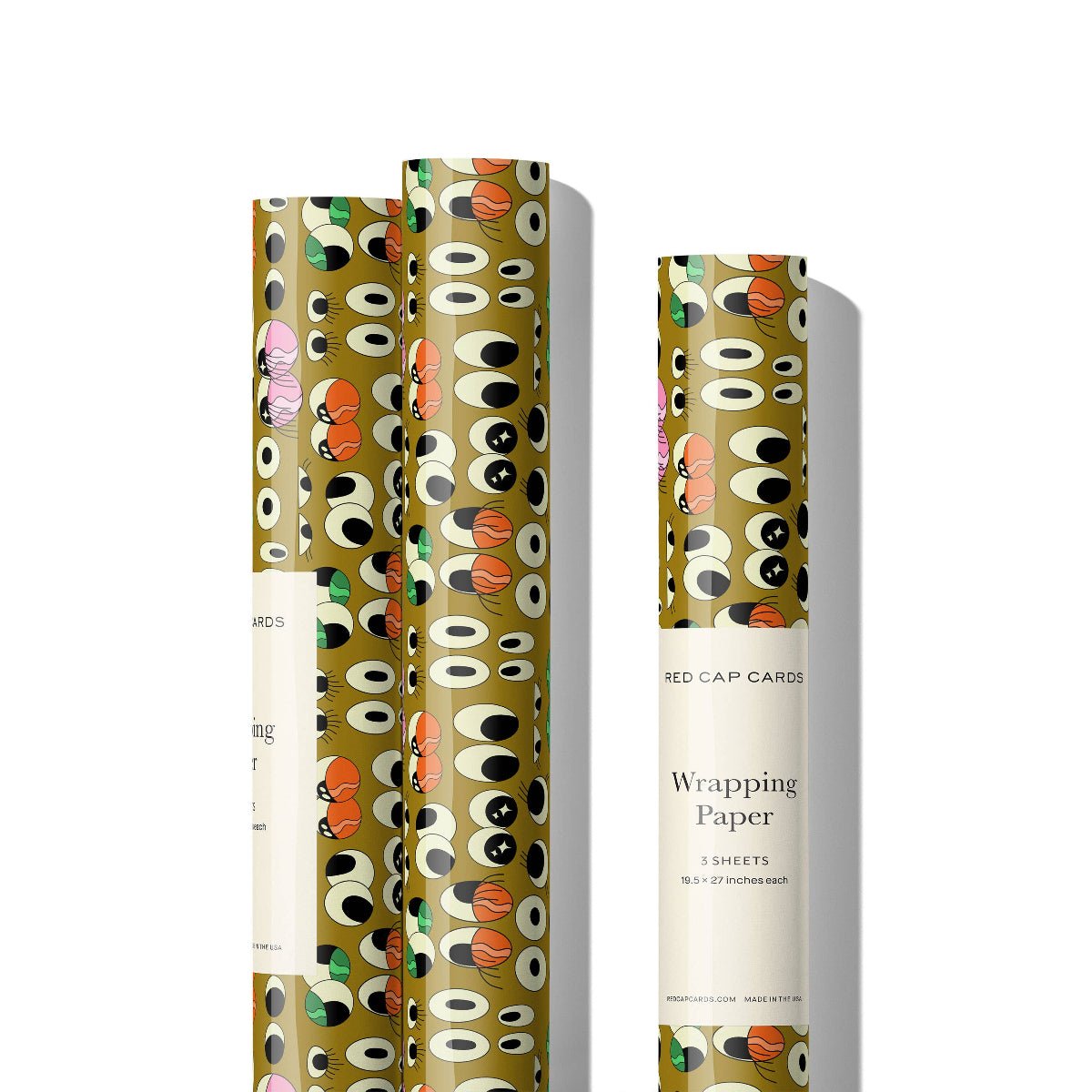 Eyeballs Wrapping Paper: Rolls of 3 sheets - Twirls + Twigs