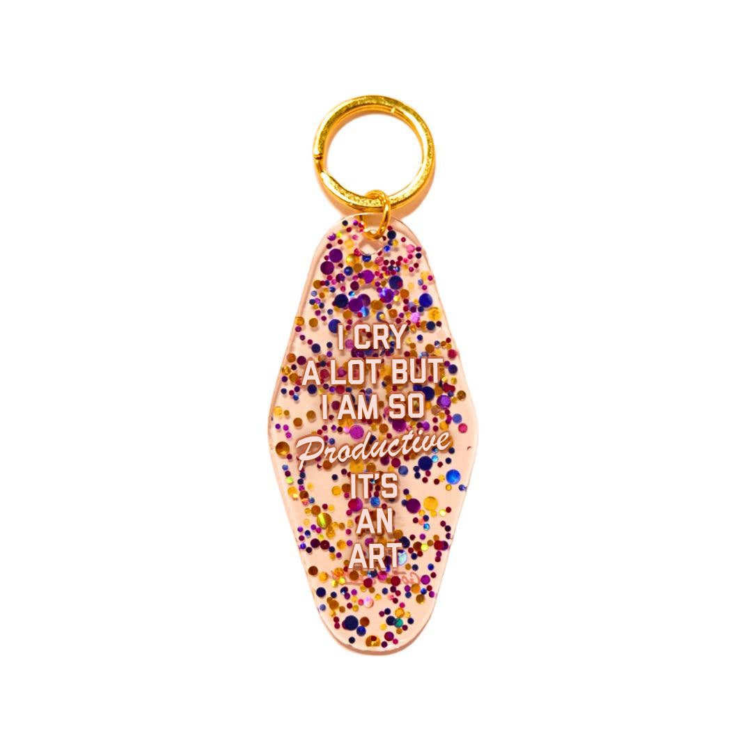 I Cry A Lot But I am So Productive Keychain - Twirls + Twigs