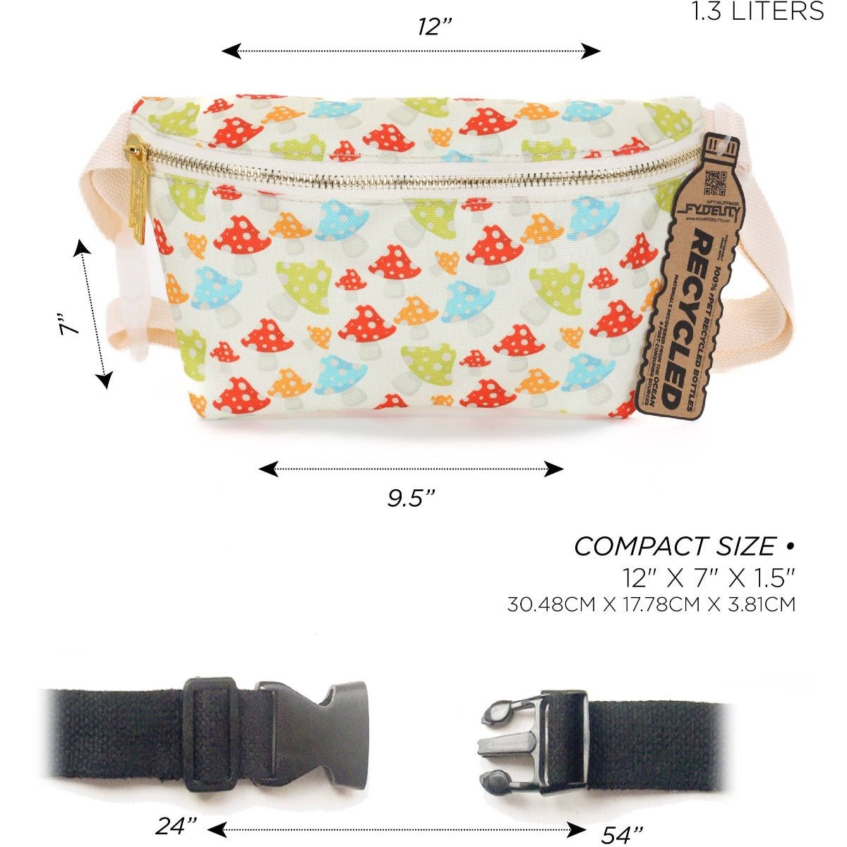 Fanny Pack |Ultra-Slim| Recycled RPET | Multi-Mushroo - Twirls + Twigs