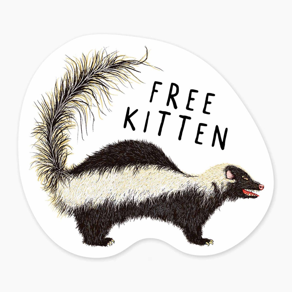 Free Kitten - 3" Art Sticker - Twirls + Twigs