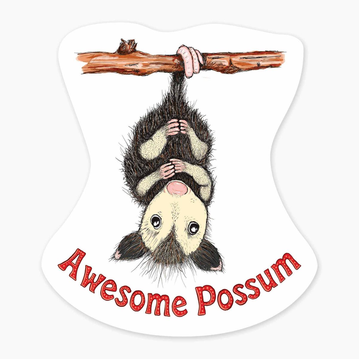 Awesome Possum - 3" Art Sticker - Twirls + Twigs