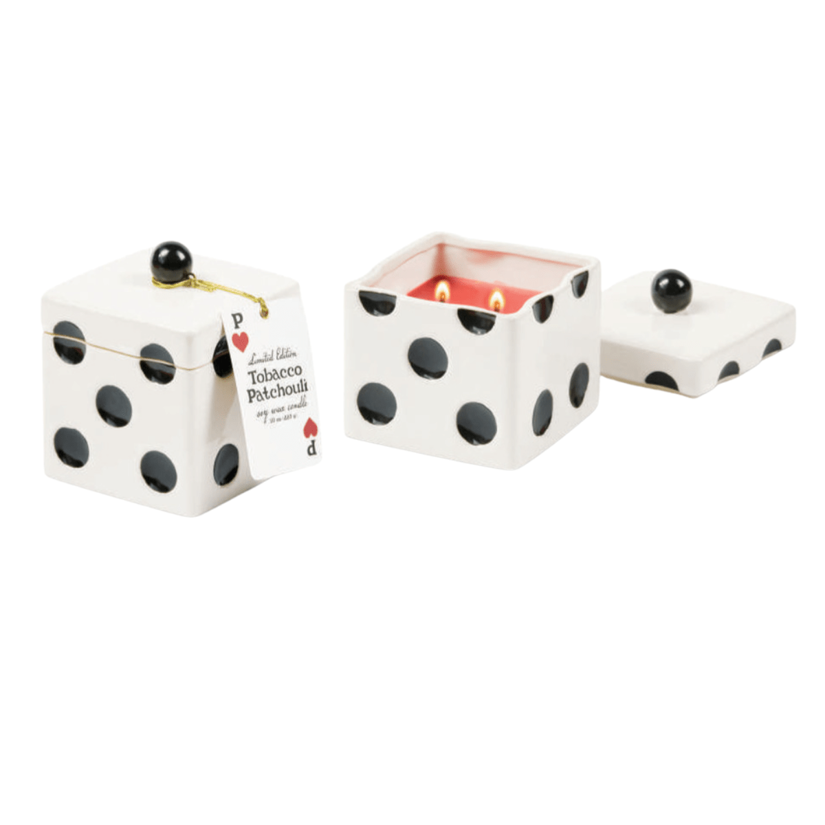 10 OZ LUCKY DICE CERAMIC W/ HANG TAG- TOBACCO PATCHOULI - Twirls + Twigs