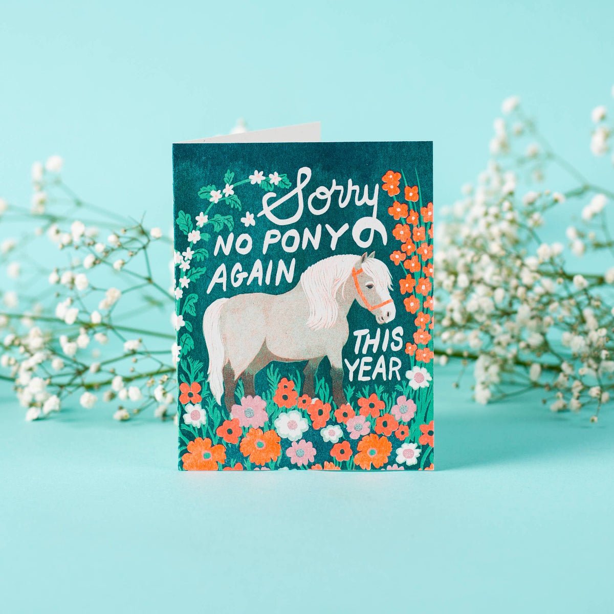 No Pony Birthday - Risograph Card - Twirls + Twigs
