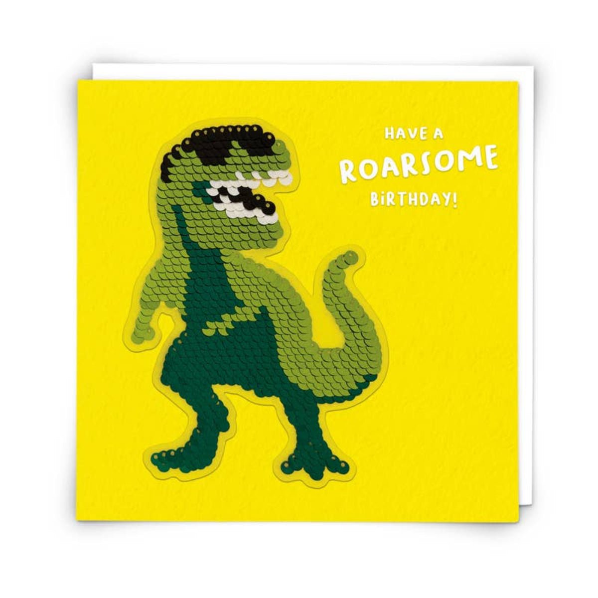 T Rex Card with Reusable Reversible Sequin Patch Card - Twirls + Twigs