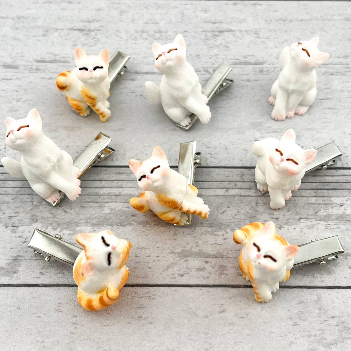 3D Cat Alligator Barrette, Cute Kitty Hair Clip: White - Twirls + Twigs