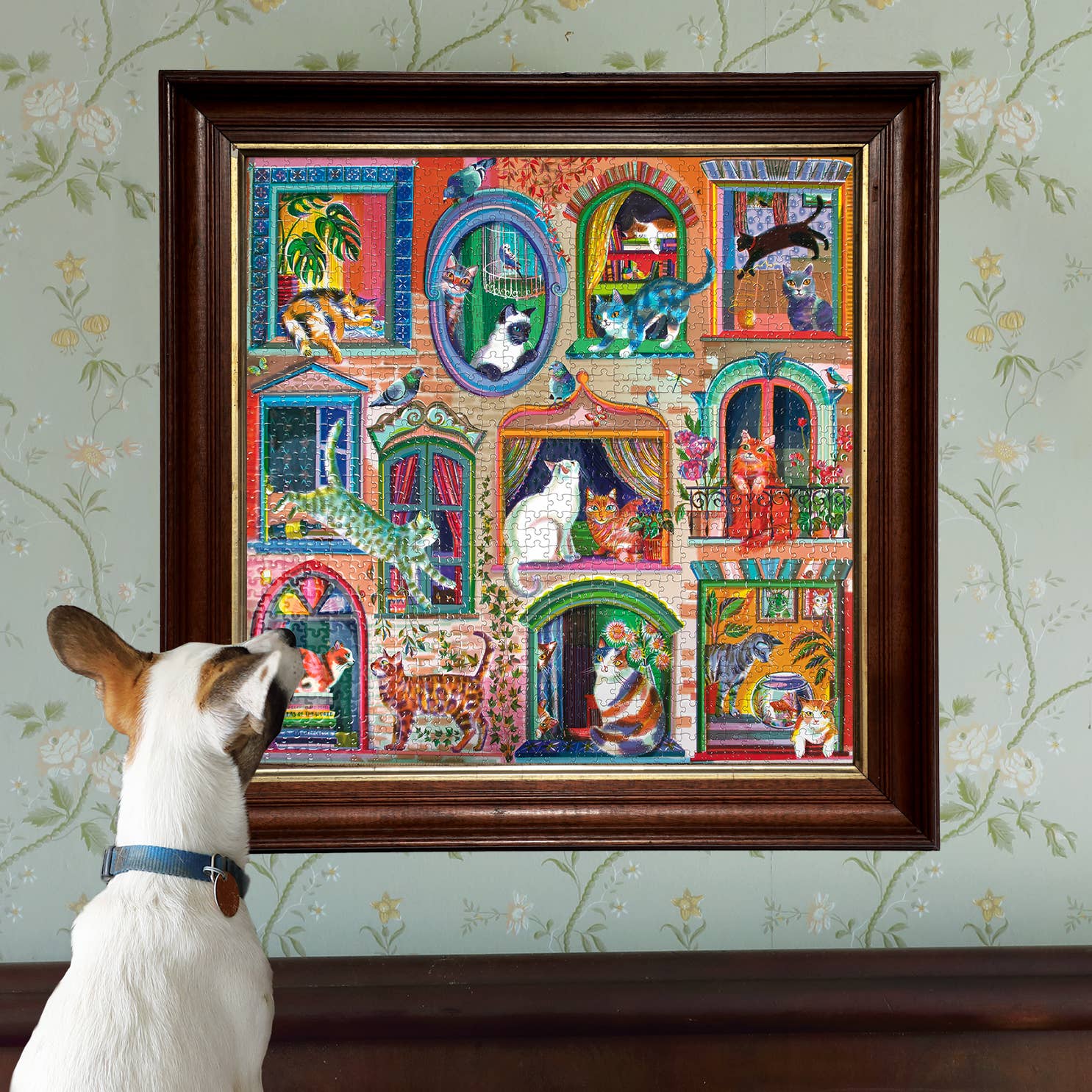 Cats in Windows 1000 Piece Square Puzzle - Twirls + Twigs