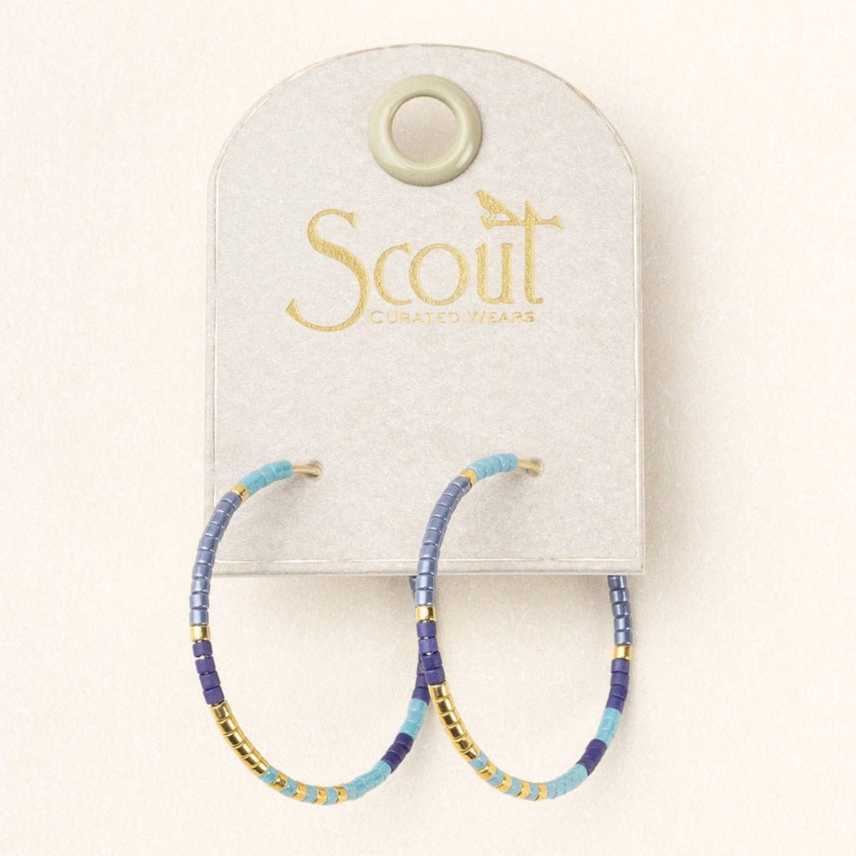 Chromacolor Miyuki Small Hoop - Cobalt Multi/Gold - Twirls + Twigs