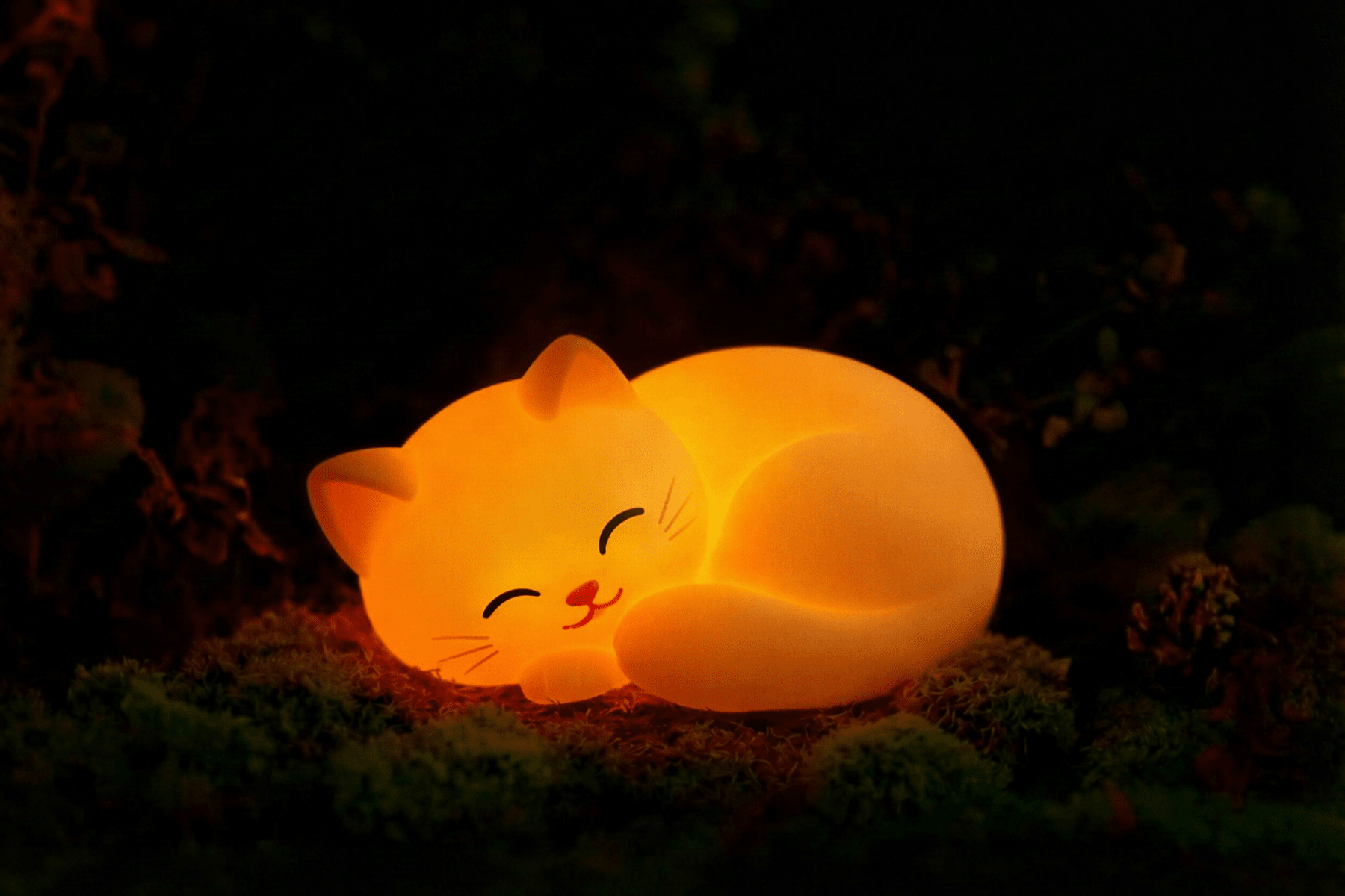 Mushi Ambient Cat Night Light - Squishy Silicone - Twirls + Twigs