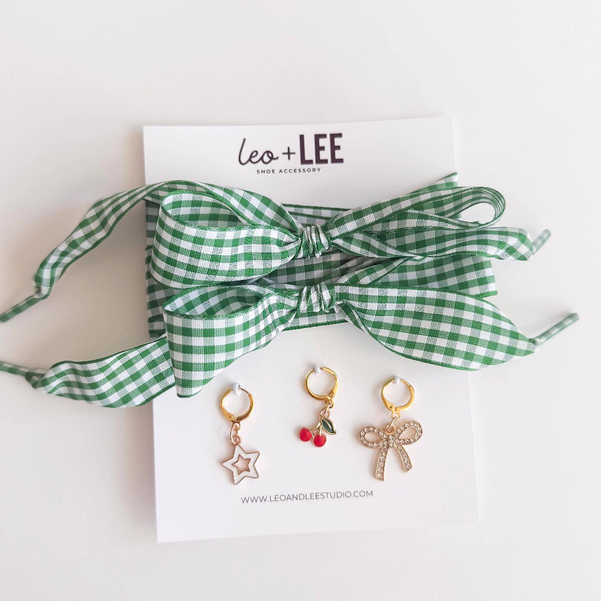 Gingham Shoe Laces and Charms Sets Sneaker - Twirls + Twigs