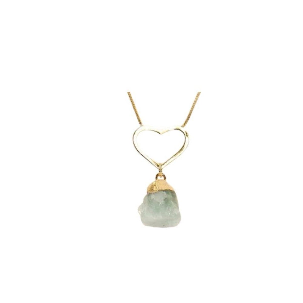 Necklace - Raw Aquamarine Heart - Twirls + Twigs