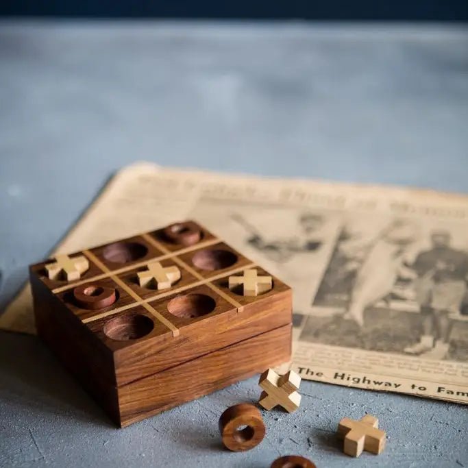 Tic Tac Toe Travel Game Set - Handcrafted Wood - Twirls + Twigs