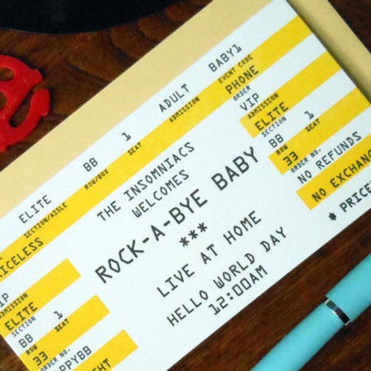 Baby Rock Ticket Card - Twirls + Twigs